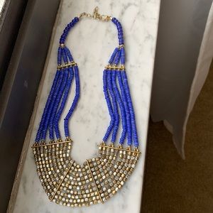 Urban outfitters blue and gold statement necklace